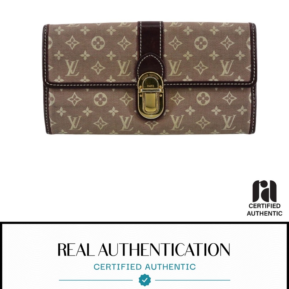 Louis Vuitton Brown Monogram Wallet with Gold-Tone Closure